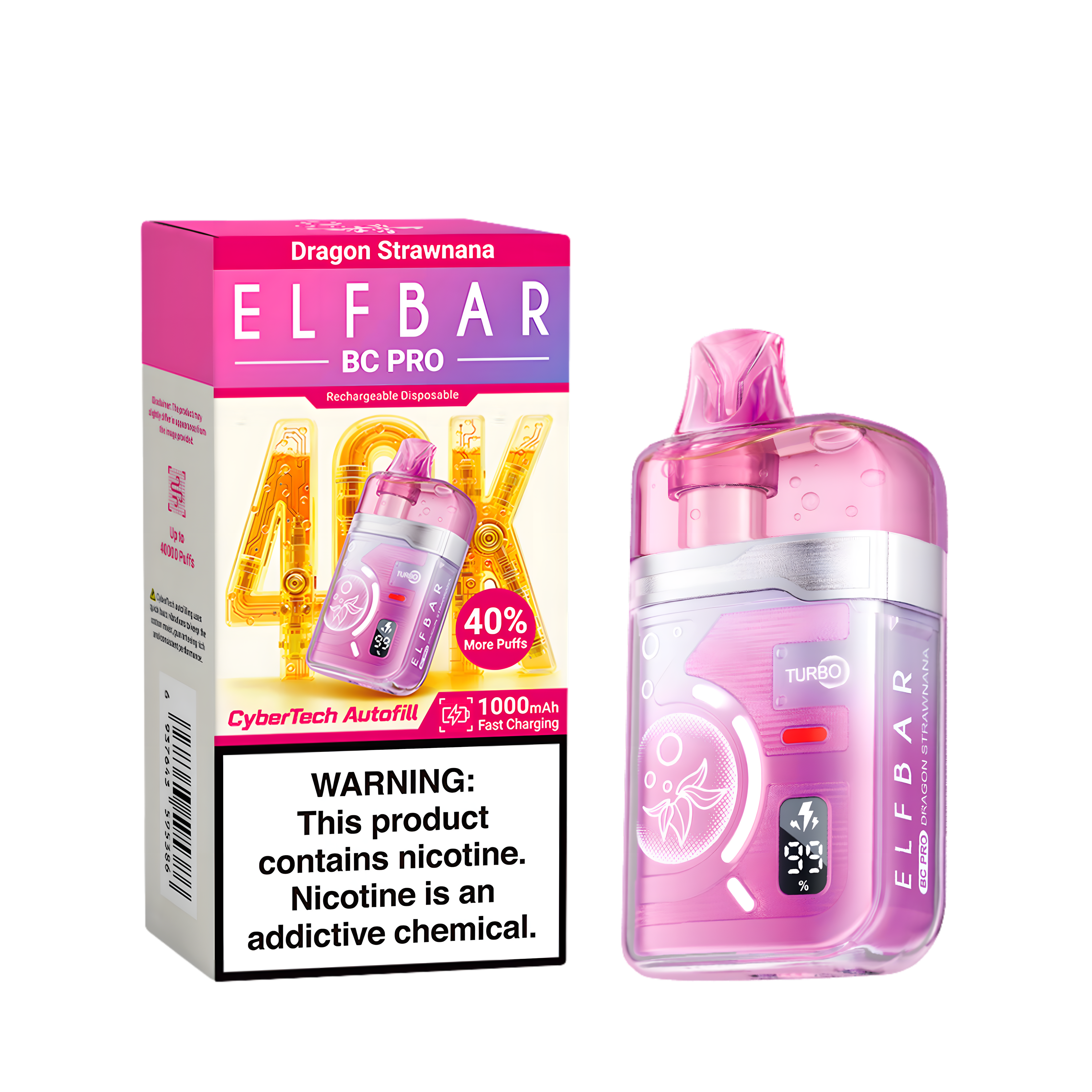 ELF BAR BC40000 PRO DRAGON STRAWNANA 5% RECHARGEABLE