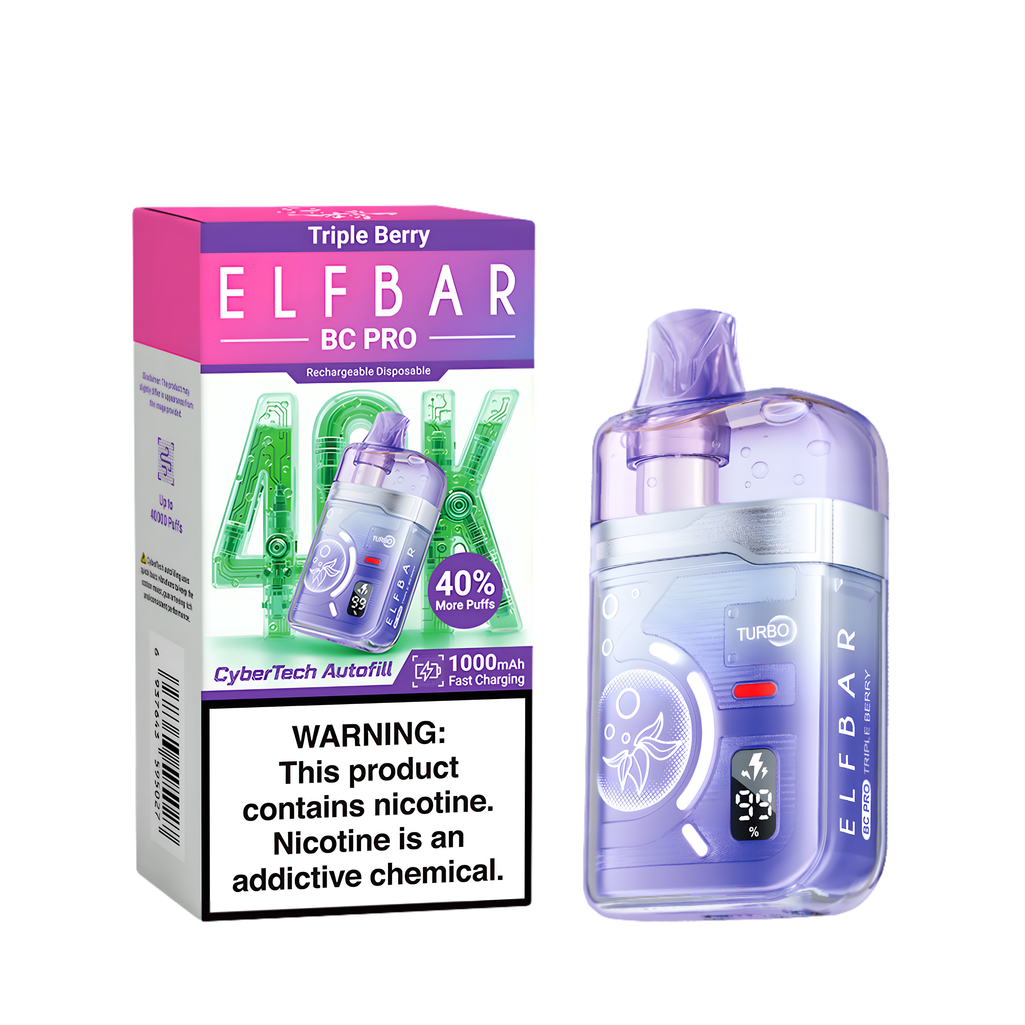 ELF BAR BC40000 PRO TRIPLE BERRY 5% RECHARGEABLE